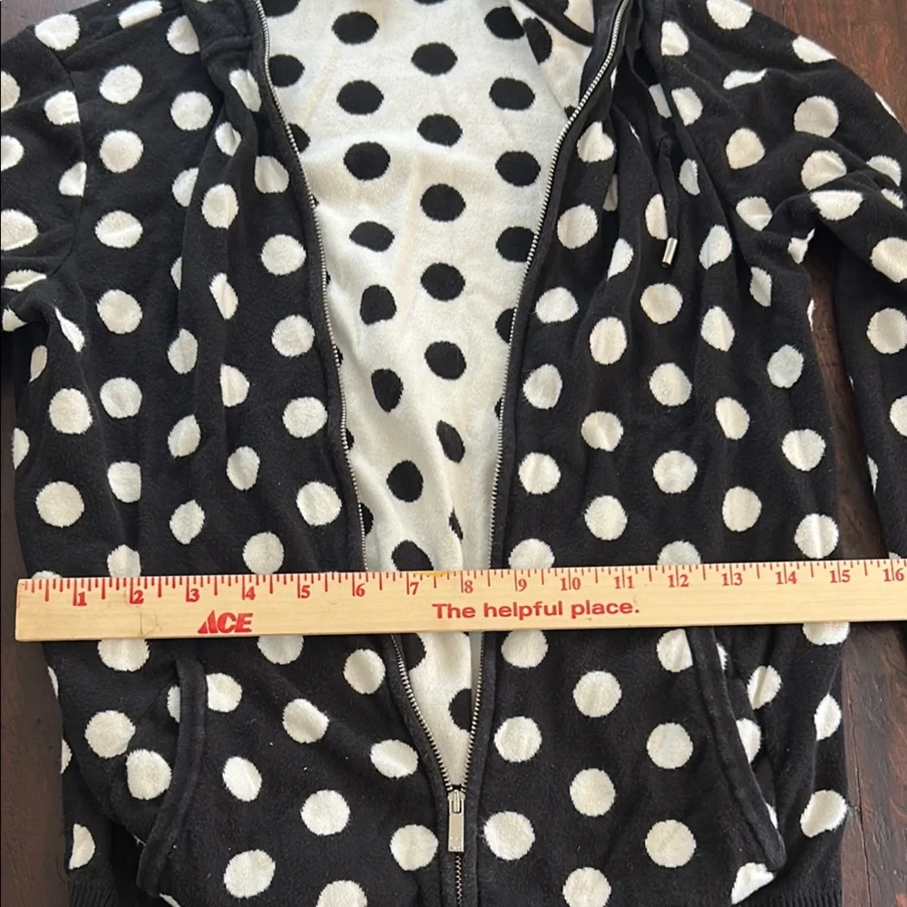 Liz Claiborne Black and White Polka Dot Hoodie Sz S